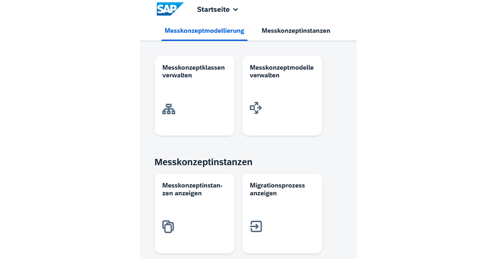 Messkonzeptverwaltung - SAP Startseite